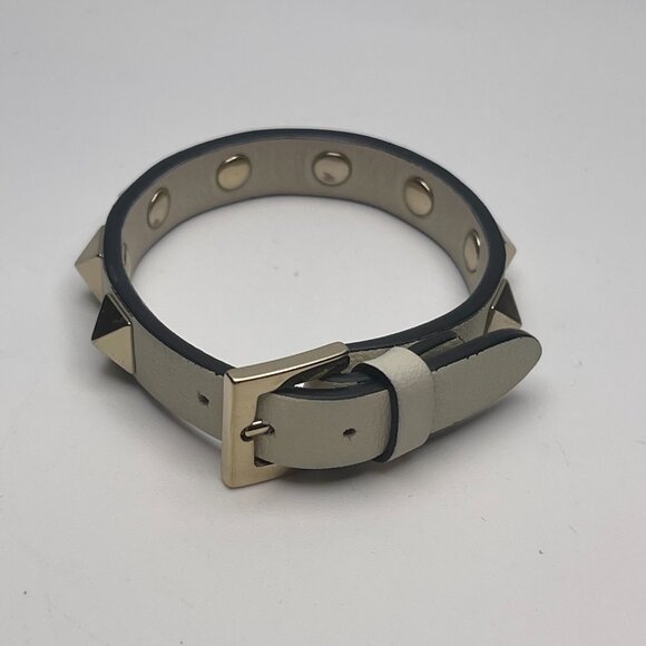 Valentino Garavani Rockstud Calfskin Leather Bracelet - Light Ivory - Preowned - Picture 1 of 8